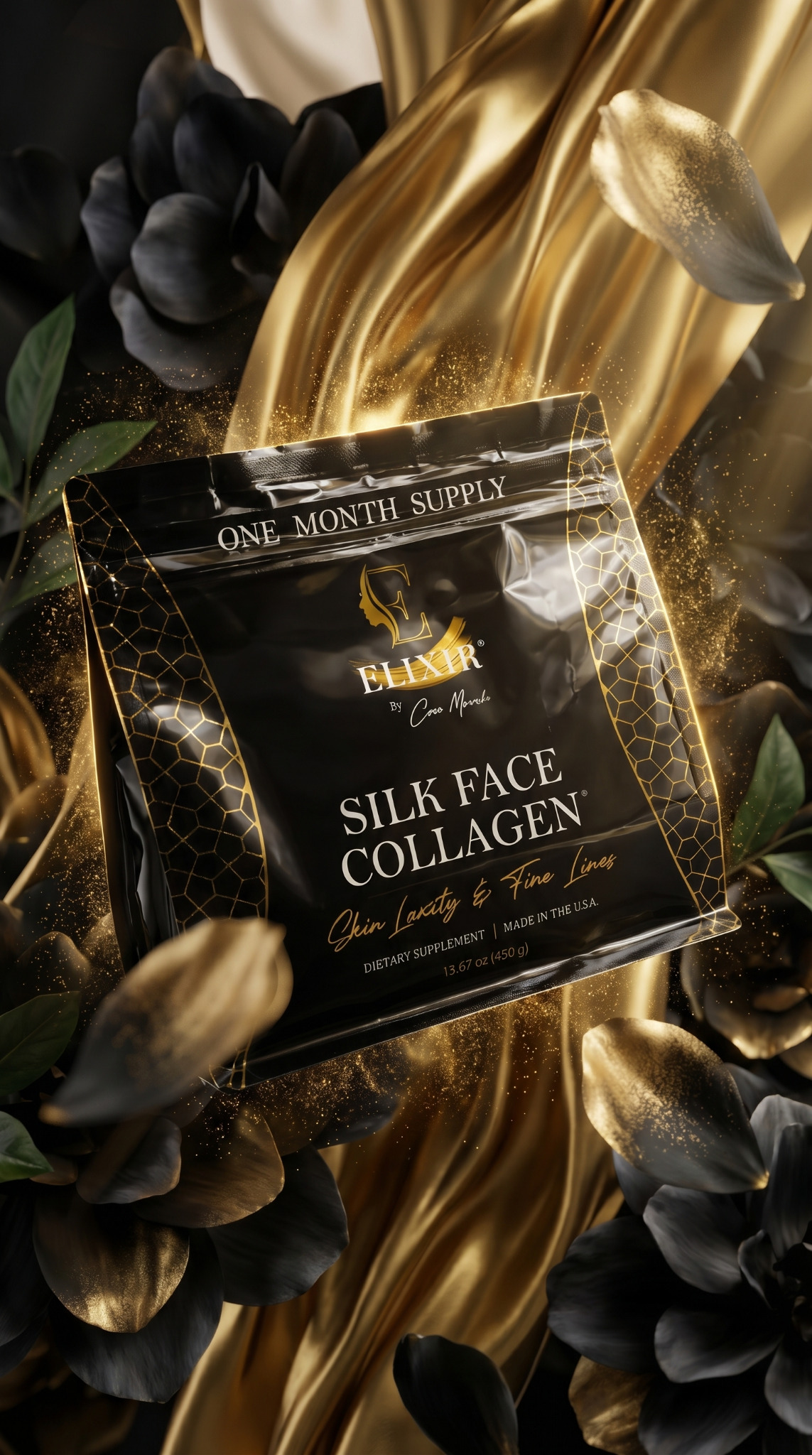 Midnight Luxe — black and gold collagen