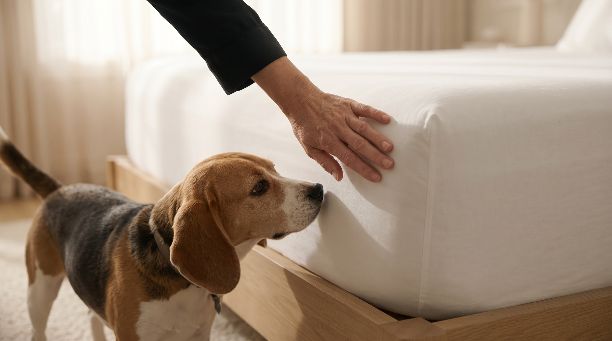 Lifestyle concept — beagle and bedding