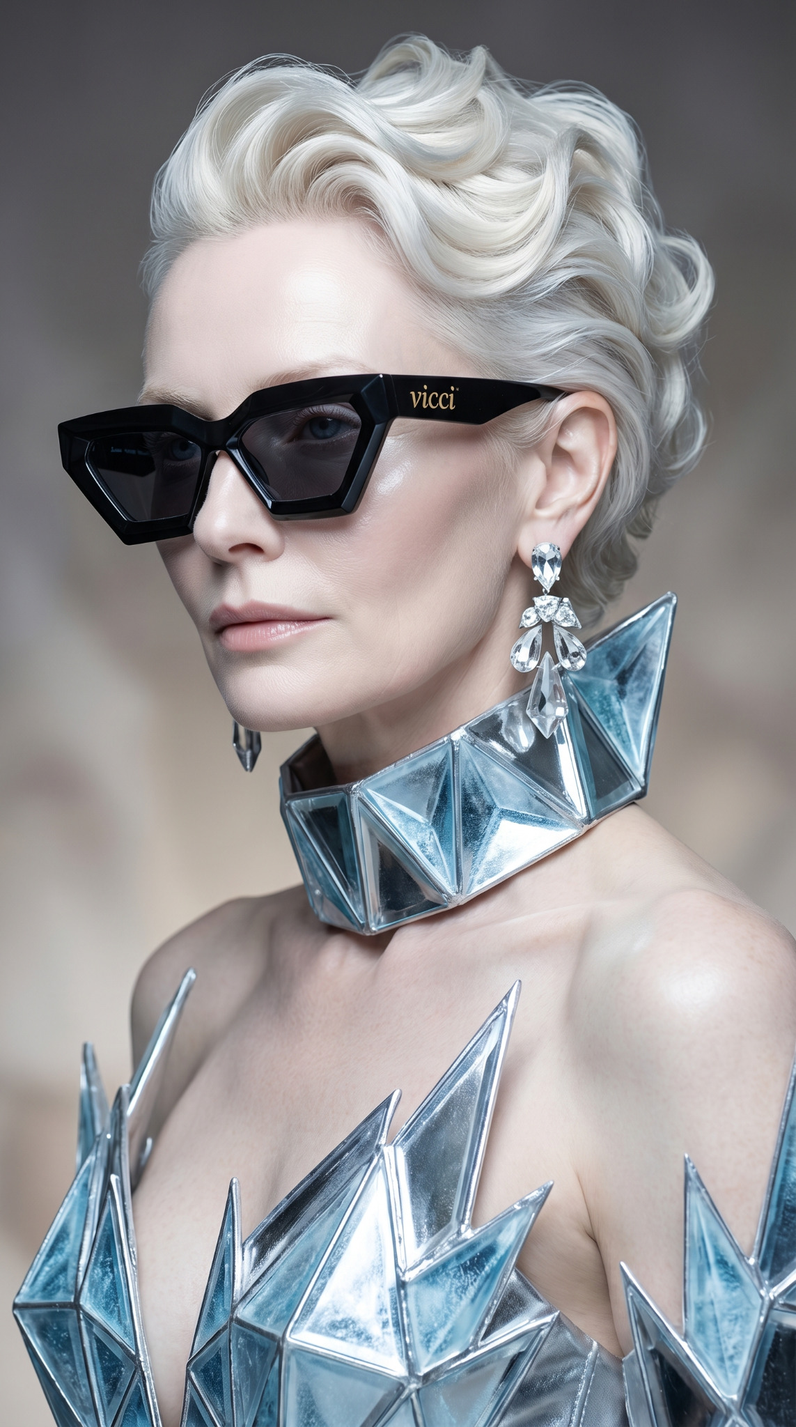 Editorial fashion portrait — ice silver