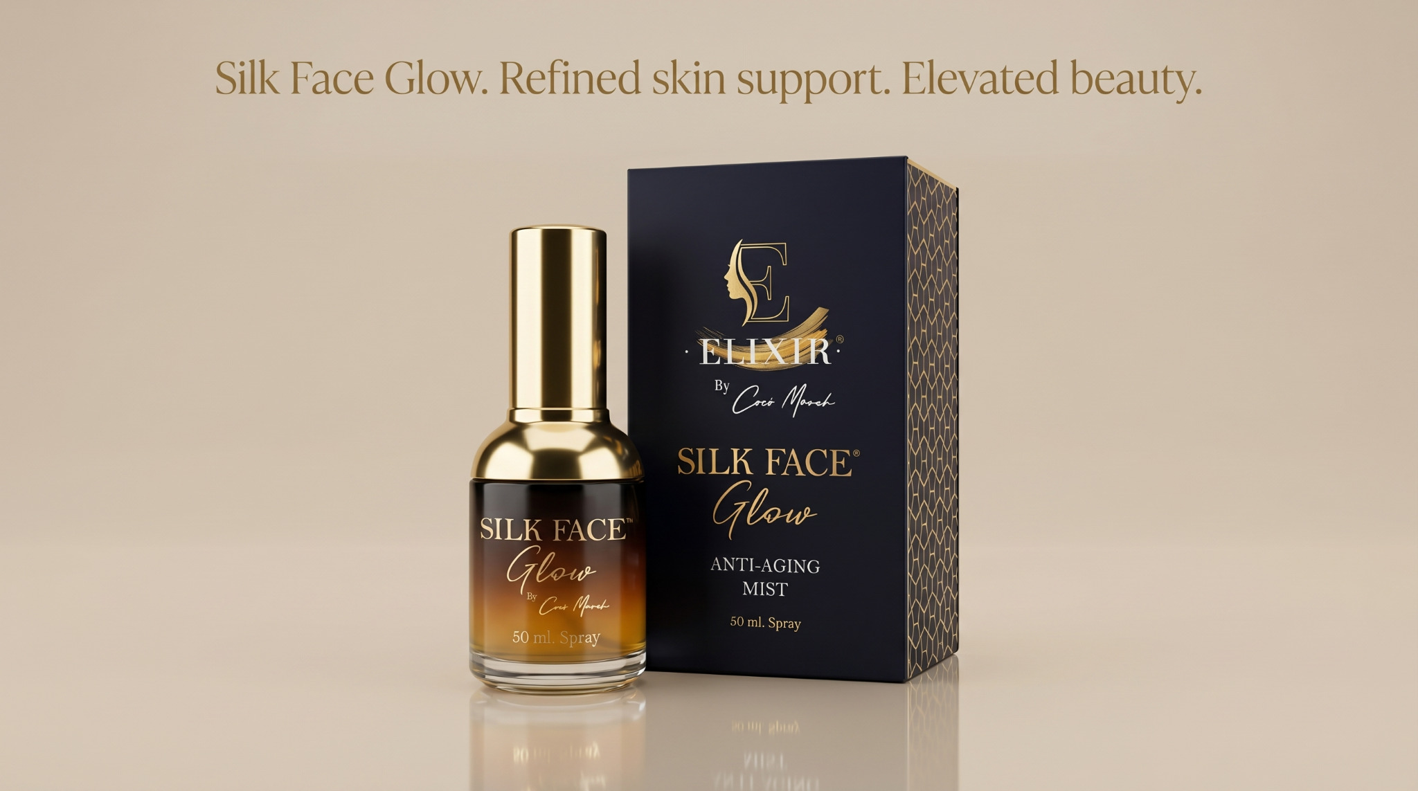 Silk Face Glow — bottle and box